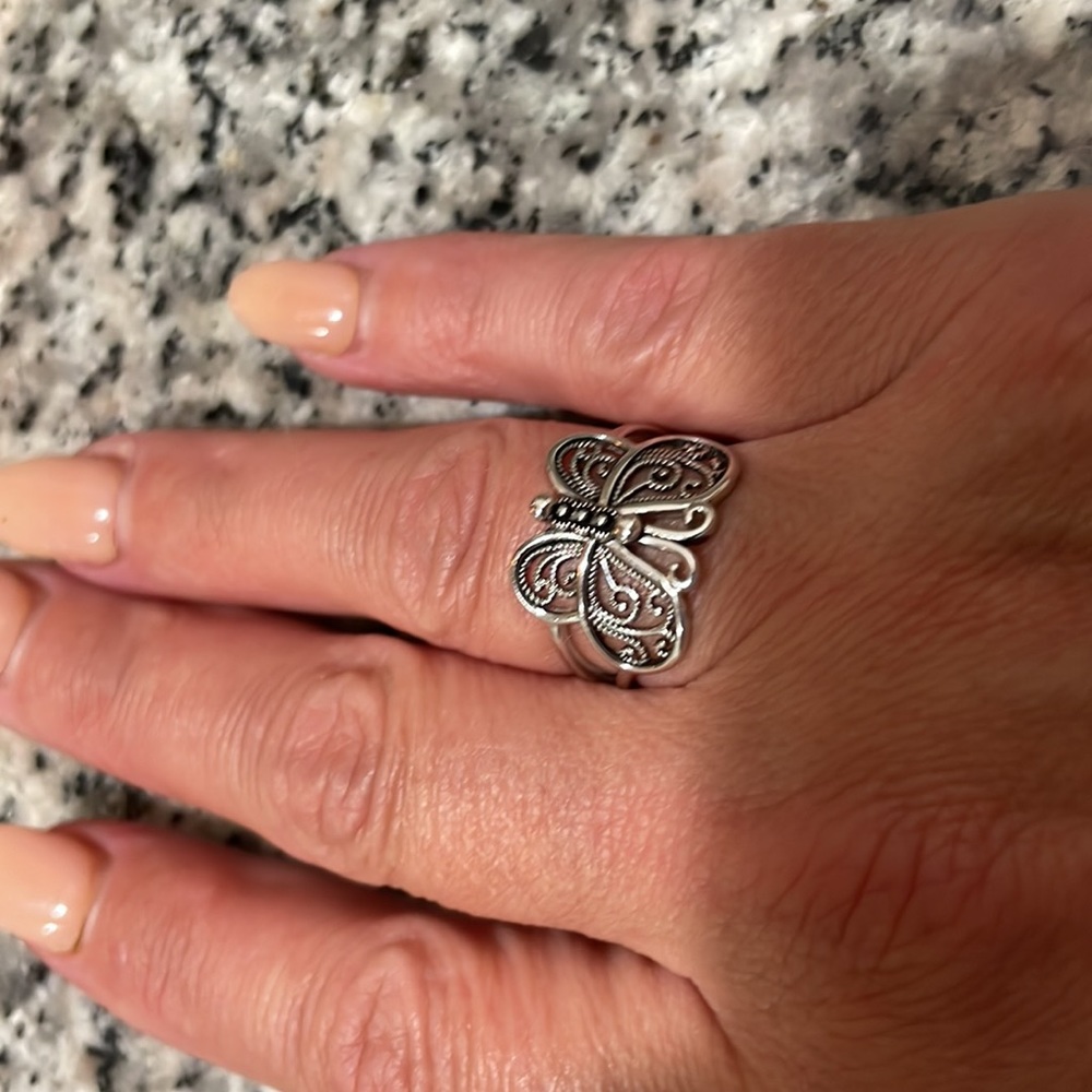 Sterling silver butterfly ring